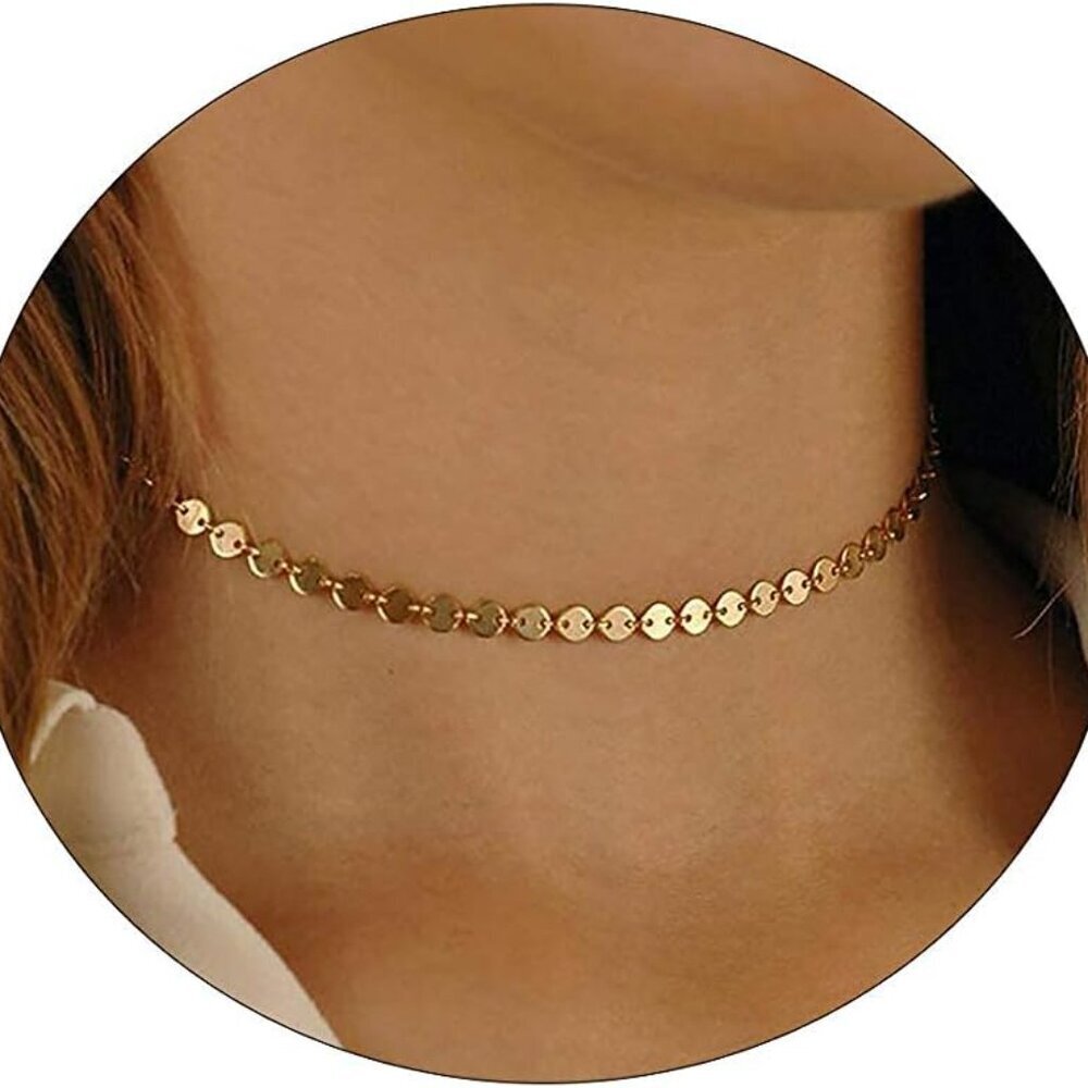 Dainty 18K Gold Plated Figaro Chain Necklace for Women - Minimalist Beaded Lace